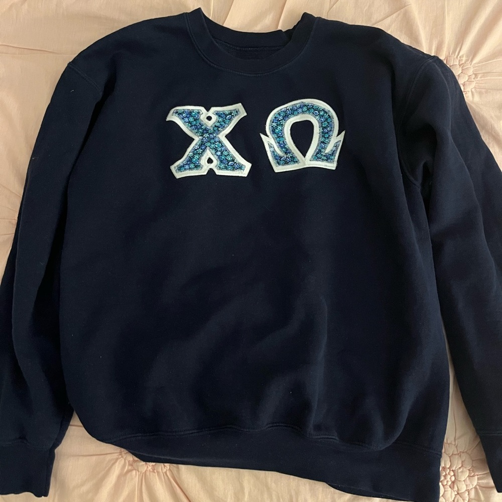 Medium Navy Chi Omega Stitched Letters
